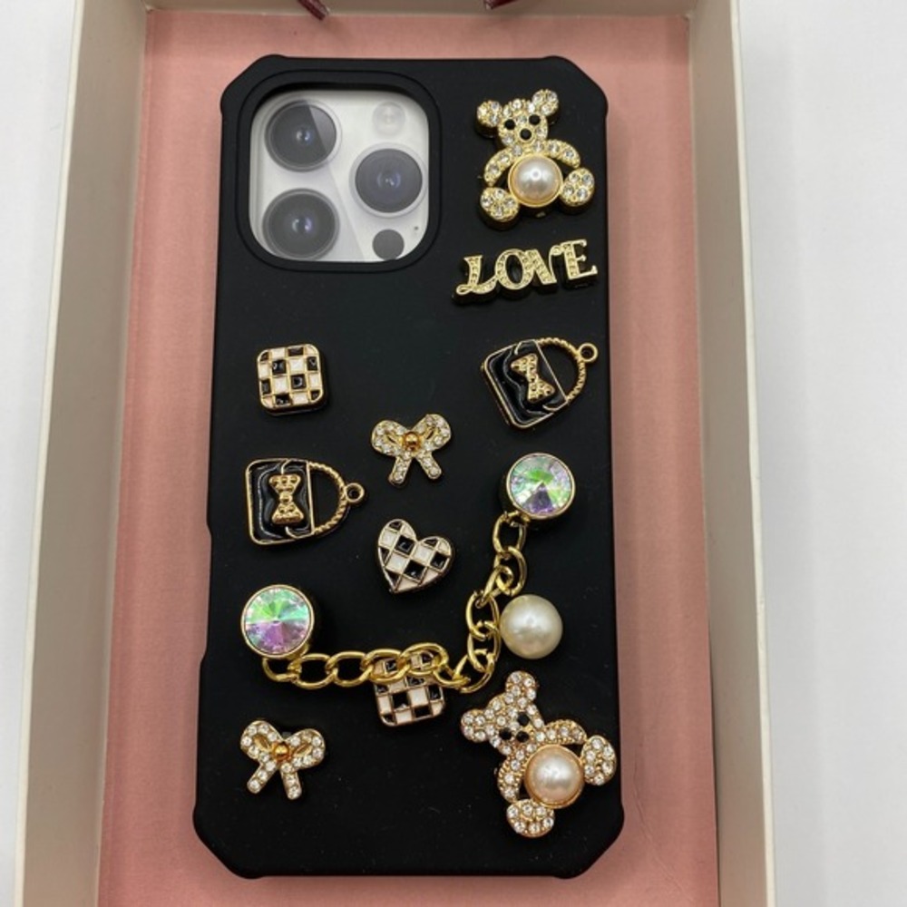 Artikl iPhone 16 Pro Max Phone‎ Case Black 15 Pop Charms Teddy Bear Heart NIB
